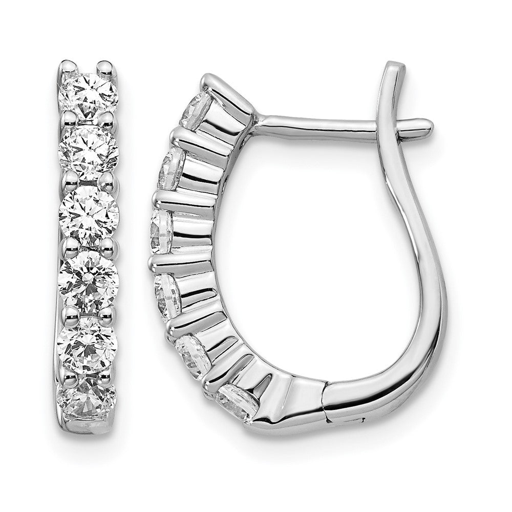 14k White Gold 1 carat Lab Grown Diamond VS/SI+ G+ Complete Hinged Hoop Earrings, 1.08 ct, 16.85 x 14.3 mm