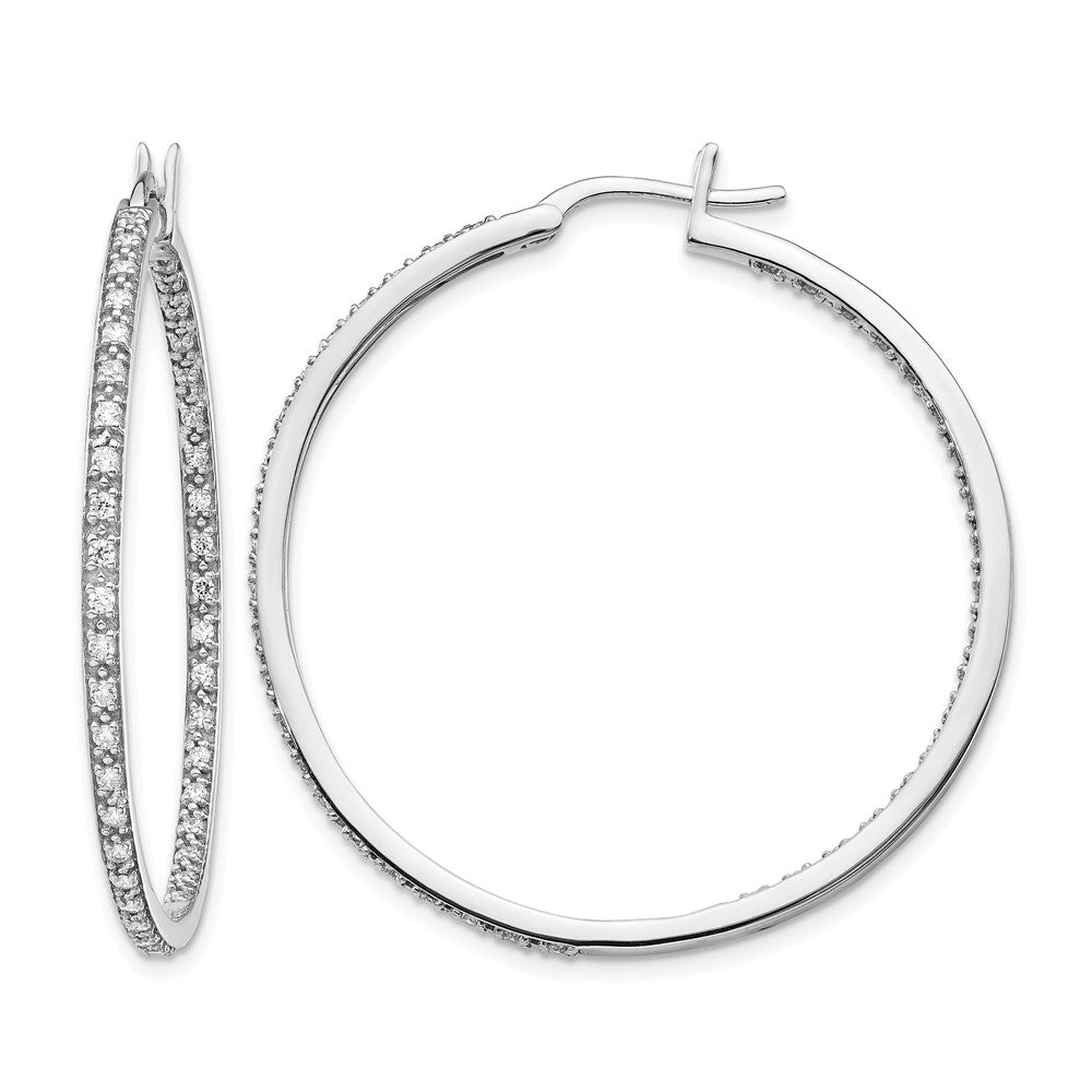 14k White Gold 7/8 carat Lab Grown Diamond VS/SI+ G+ Complete In and Out Hoop Earrings, 0.908 ct, 41.75 x 39.25 mm