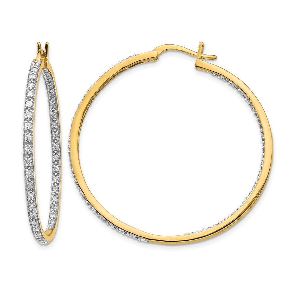 14k 7/8 carat Lab Grown Diamond VS/SI+ G+ Complete In and Out Hoop Earrings, 0.908 ct, 41.75 x 39.25 mm