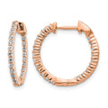 14k Rose Gold 1/2 carat Lab Grown Diamond VS/SI+ G+ Complete In and Out Hoop Earrings, 0.492 ct, 18 x 1.5 mm