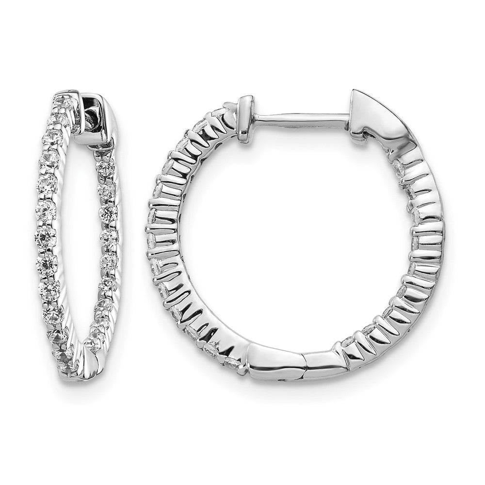 14k White Gold 1/2 carat Diamond In/Out Hinged Hoop Earrings, 0.492 ct, 18 x 1.5 mm