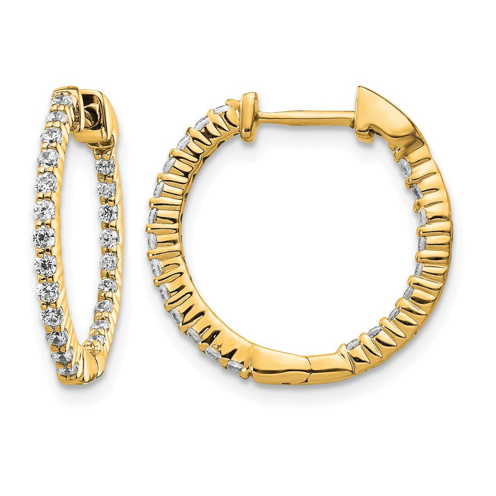 14k 1/2 carat Diamond In/Out Hinged Hoop Earrings, 0.492 ct, 18 x 1.5 mm