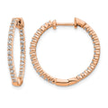14k Rose Gold 5/8 carat Lab Grown Diamond VS/SI+ G+ Complete In and Out Hoop Earrings, 0.644 ct, 23 x 1.75 mm