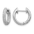 14k White Gold 3-row 3/8 carat Diamond in/Out Hinged Hoop Earrings, 0.408 ct, 13 x 2.5 mm