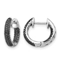 14k White Gold 3-row 3/8 carat Black Diamond In/Out Hinged Hoop Earrings, 0.408 ct, 13 x 2.5 mm