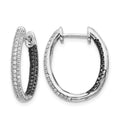 14k White Gold 3-row 7/8 carat Black and White Diamond In/Out Hoop Earrings, 0.93 ct, 20 x 18 mm