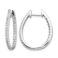 14k White Gold 3/4 carat Lab Grown Diamond VS/SI+ G+ Complete In and Out Hinged Hoop Earrings, 0.744 ct, 23.9 x 20.35 mm