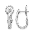 14k White Gold 1/8 carat Diamond Omega Back Hoop Earrings, 0.132 ct, 19 x 10 mm