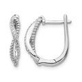 14k White Gold Diamond and Twisted Rope Hinged Post Earrings, 0.072 ct, 17 x 14 mm