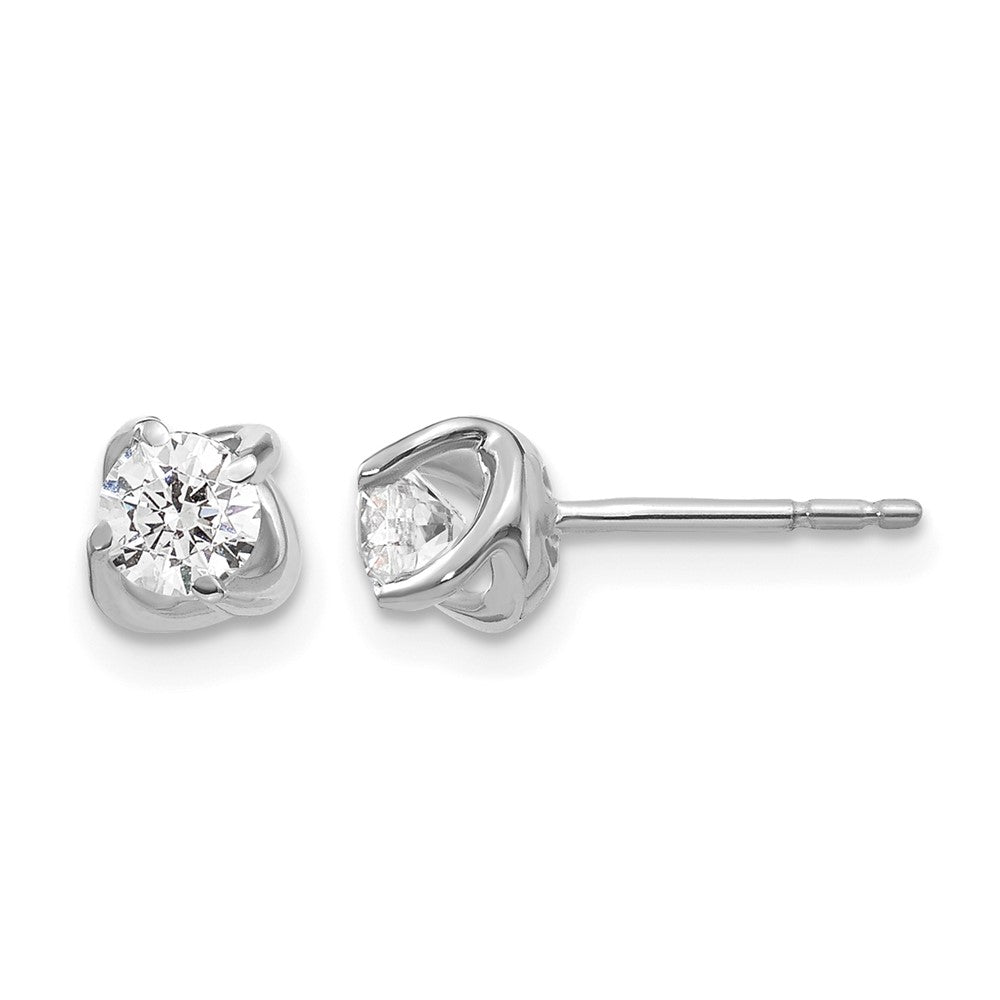 14k White Gold 1/2 carat Diamond Fancy Twist Post Earrings, 0.48 ct, 5 x 5 mm