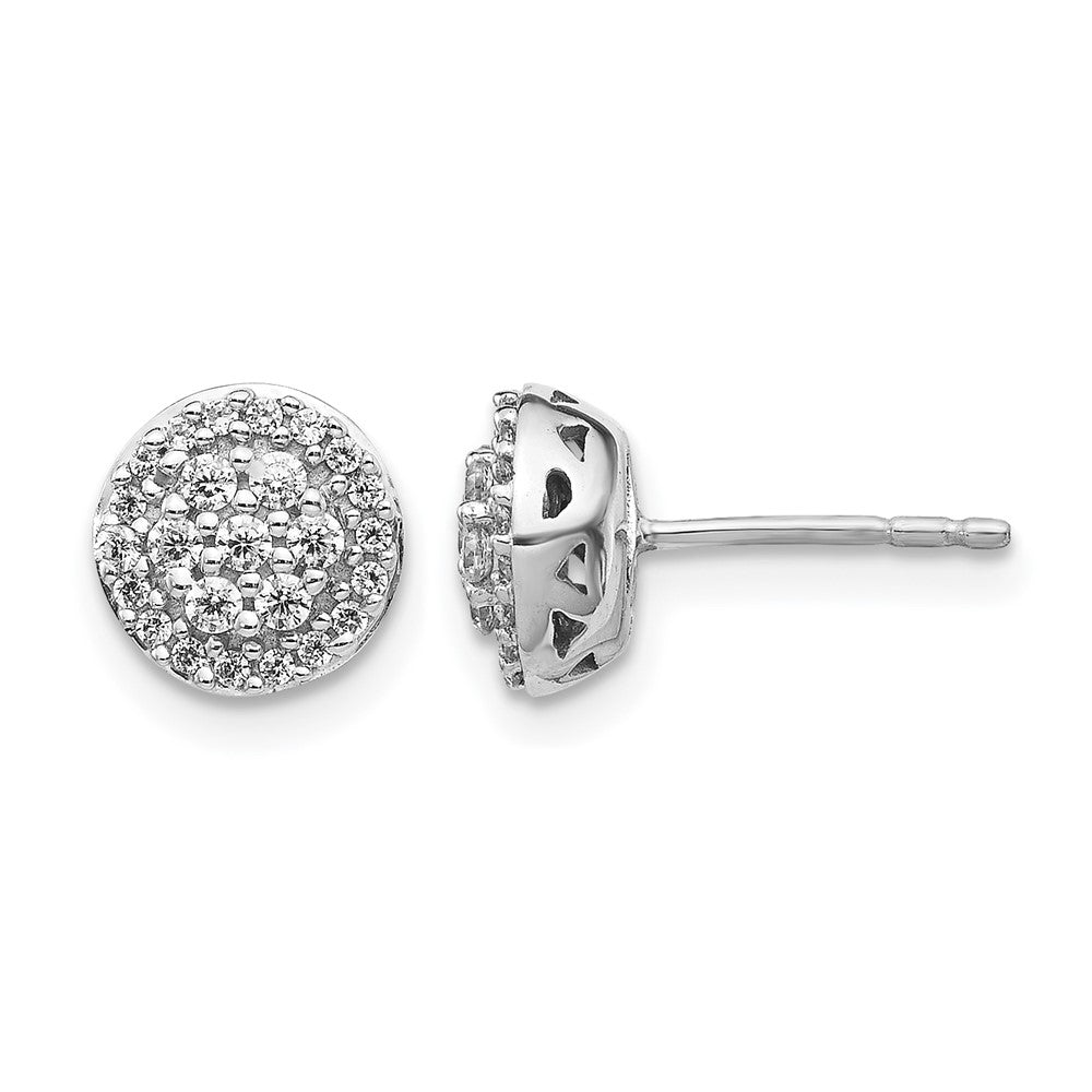 14k White Gold 1/3 carat Diamond Cluster Post Earrings, 0.315 ct, 8 x 8 mm