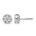 14k White Gold 1 carat Lab Grown Diamond VS/SI+ G+ Screwback Cluster Post Earrings, 1.08 ct, 8 x 8 mm