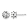 14k White Gold 5/8 carat Diamond Halo Cluster Post Earrings, 0.632 ct, 8 x 8 mm