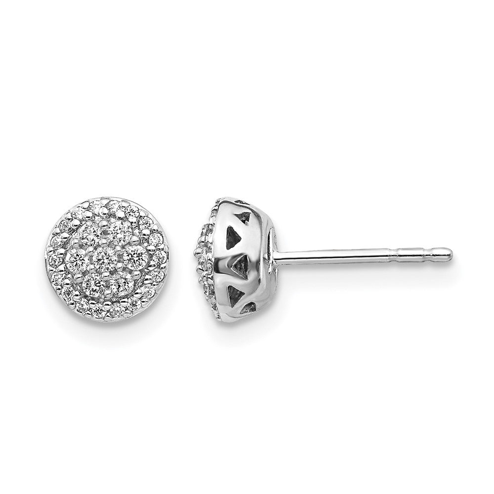 14k White Gold 1/4 carat Diamond Cluster Post Earrings, 0.248 ct, 8 x 8 mm