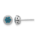 14k White Gold 1/4 carat Blue/White Diamond Cluster Post Earrings, 0.248 ct, 7 x 7 mm