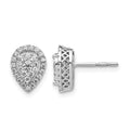 14k White Gold 1/2 carat Diamond Teardrop Cluster Post Earrings, 0.498 ct, 11 x 8 mm