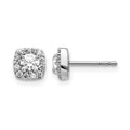 14k White Gold 5/8 carat Diamond Square Cluster Post Earrings, 0.616 ct, 5 x 5 mm