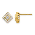 14k Polished 1/4 carat Diamond Square Cluster Post Earrings, 0.248 ct, 9 x 9 mm