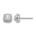 14k White Gold 1/2 carat Diamond Square Halo Post Earrings, 0.492 ct, 7 x 7 mm
