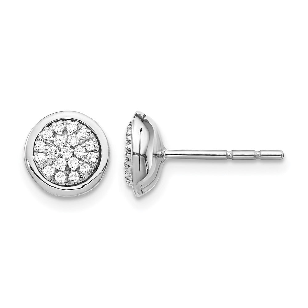 14k White Gold 1/5 carat Diamond Cluster Post Earrings, 0.206 ct, 8 x 8 mm
