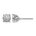 14k White Gold 1 carat Lab Grown Diamond VS/SI+ G+ Halo Post Earrings, 0.5 ct, 6.5 x 6.45 mm