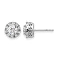 14k White Gold 1 carat Lab Grown Diamond VS/SI+ G+ Complete Halo Post Earrings, 1.04 ct, 8.5 x 8.3 mm