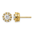 14k Yellow Gold 1 carat Lab Grown Diamond VS/SI+ G+ Halo Post Earrings, 1.04 ct, 8.5 x 8.3 mm