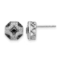 14k White Gold Fancy 1/4 carat White and Black Diamond Octagon Post Earrings, 0.246 ct, 8 x 8 mm
