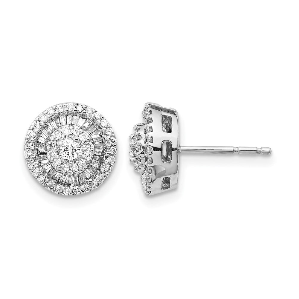 14k White Gold 1/2 carat Diamond Cluster Post Earrings, 0.527 ct, 10 x 10 mm