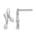 14k White Gold 1/5 carat Diamond 2-Stone Post Earrings, 0.2 ct, 16 x 8 mm