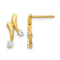 14k 1/5 carat Diamond 2-Stone Post Earrings, 0.2 ct, 16 x 8 mm
