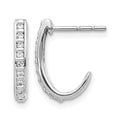 14k White Gold 1/5 carat Diamond J-Hoop Post Earrings, 0.192 ct, 15 x 10 mm