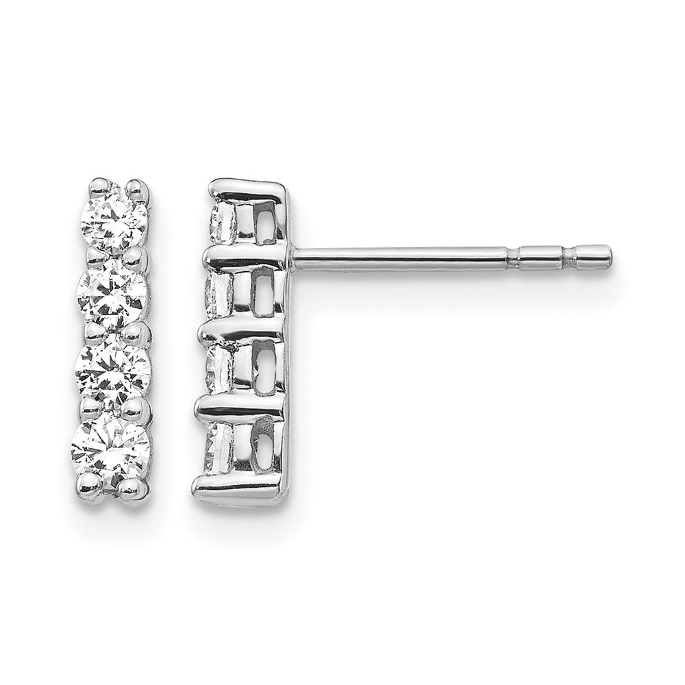 14k White Gold 4-stone 1/2 carat Diamond Post Earrings, 0.52 ct, 10 x 2 mm
