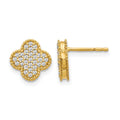 14k 1/3 carat Pave Diamond Quatrefoil Post Earrings, 0.302 ct, 10 x 10 mm