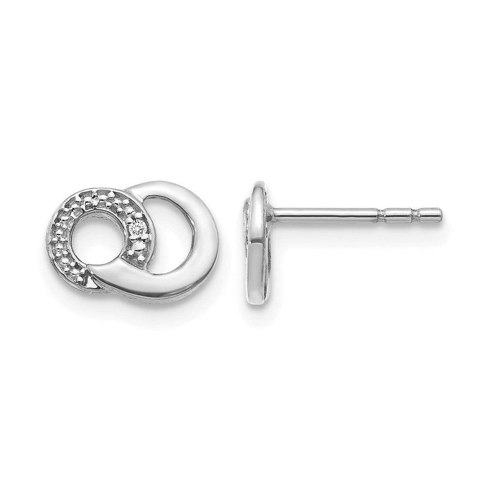 14k White Gold Diamond Circles Post Earrings, 0.01 ct, 6 x 10 mm