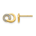14k with White Rhodium Diamond Circles Post Earrings, 0.01 ct, 6 x 10 mm