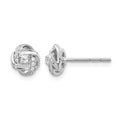 14k White Gold 1/8 carat Diamond Love Knot Post Earrings, 0.13 ct, 8 x 7 mm