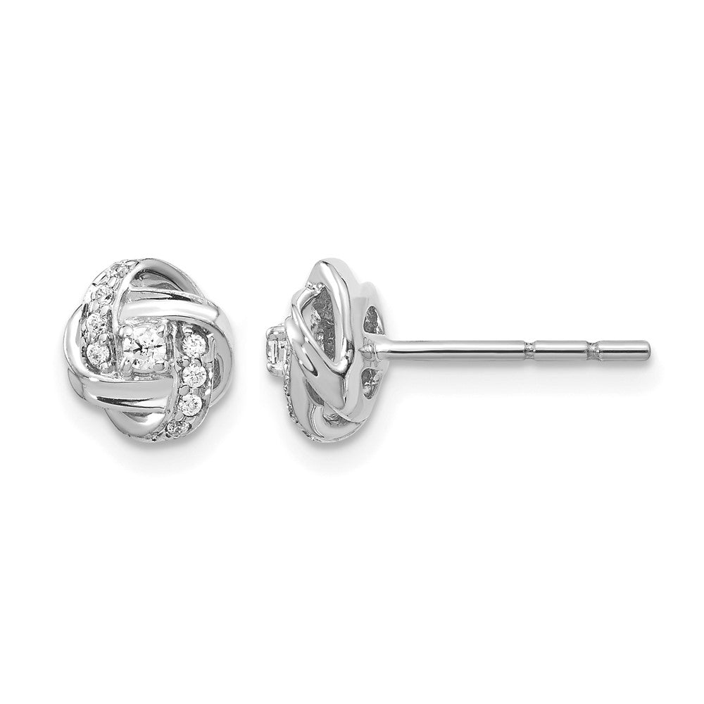 14k White Gold 1/8 carat Diamond Love Knot Post Earrings, 0.13 ct, 8 x 7 mm