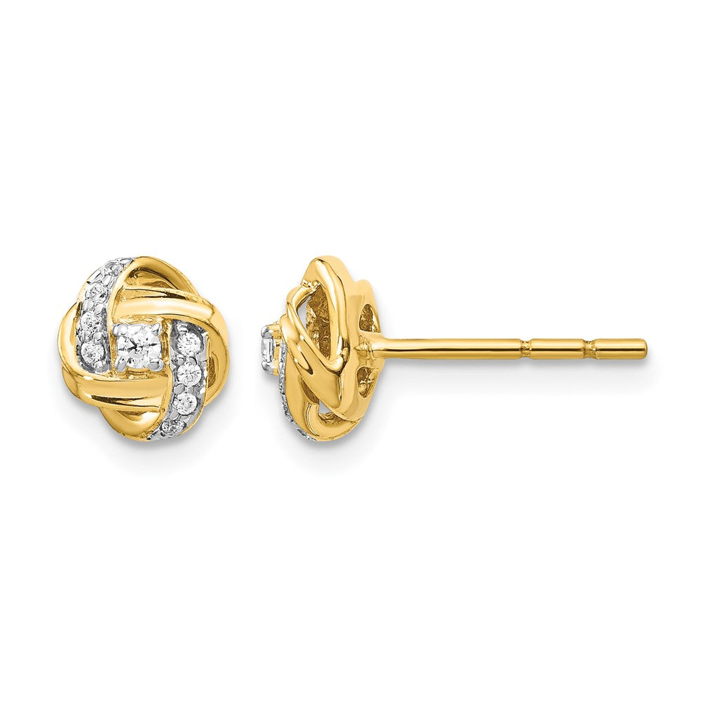 14k 1/8 carat Diamond Love Knot Post Earrings, 0.13 ct, 8 x 7 mm