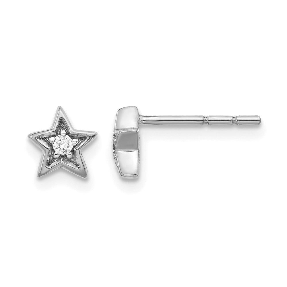 14k White Gold 1/20 carat Diamond Star Post Earrings, 0.05 ct, 6 x 6 mm