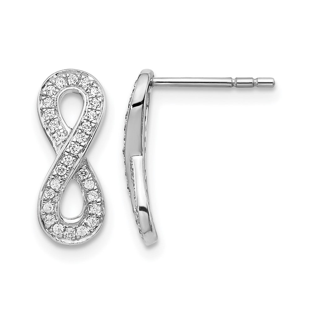 14k White Gold 1/6 carat Diamond Infinity Post Earrings, 0.168 ct, 14 x 6 mm