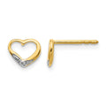 14k and White Rhodium Diamond Heart Post Earrings, 0.01 ct, 5 x 6 mm