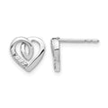 14k White Gold Diamond Heart Post Earrings, 0.03 ct, 9 x 9 mm