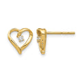 14k 1/20 carat AA Diamond Heart Post Earrings, 0.04 ct, 10 x 10 mm