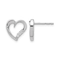 14k White Gold 1/10 carat Diamond Heart Post Earrings, 0.09 ct, 11 x 10 mm