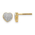 14k 1/5 carat Diamond Pave Heart Screwback Post Earrings, 0.204 ct, 7 x 7 mm