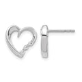 14k White Gold 1/8 carat Diamond Heart Post Earrings, 0.12 ct, 11 x 10 mm