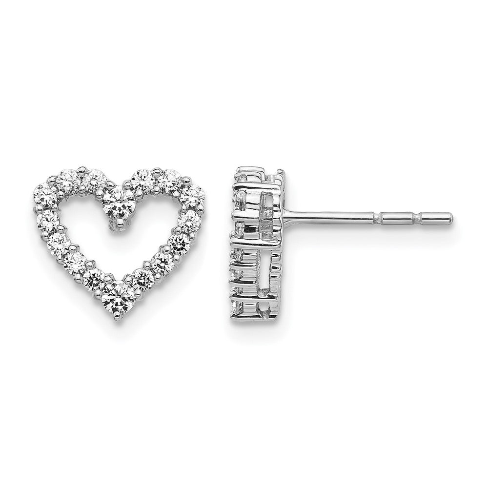 14k White Gold 1/2 carat Diamond Heart Post Earrings, 0.5 ct, 9.75 x 10 mm