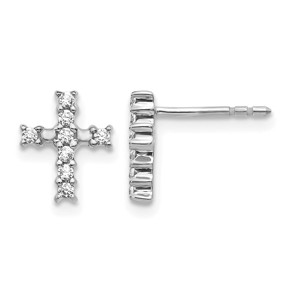 14k White Gold 1/5 carat Lab Grown Diamond VS/SI+ G+ Cross Post Earrings, 0.192 ct, 10 x 8 mm