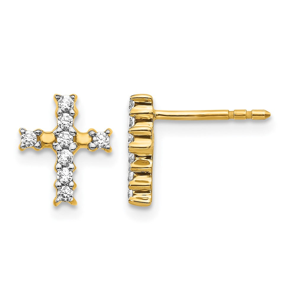 14k 1/5 carat Lab Grown Diamond VS/SI+ G+ Cross Post Earrings, 0.192 ct, 10 x 8 mm